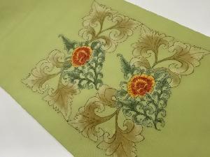 塩瀬手描き変わり菊唐草模様名古屋帯